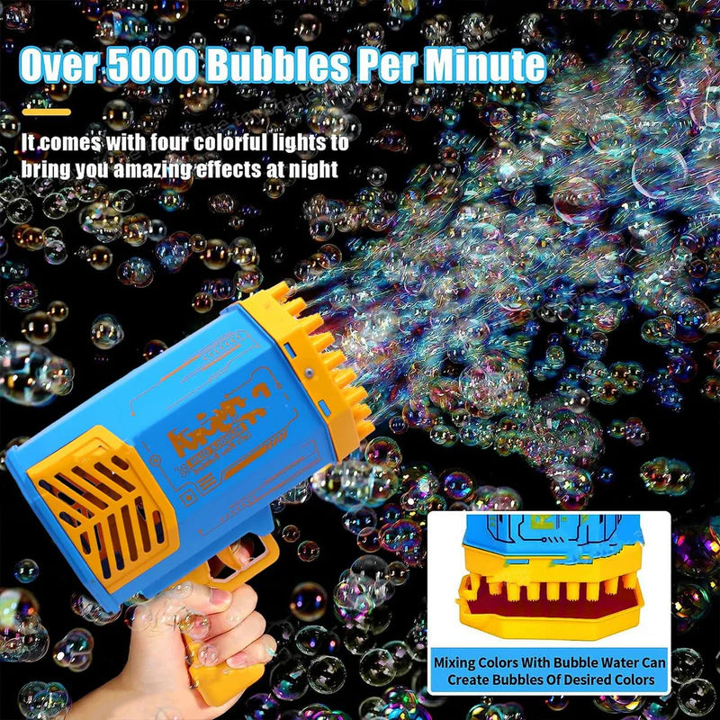 Bazooka Bubble Gun Machine – 69 Holes Bubble Maker with Lights | Kids Outdoor Toy