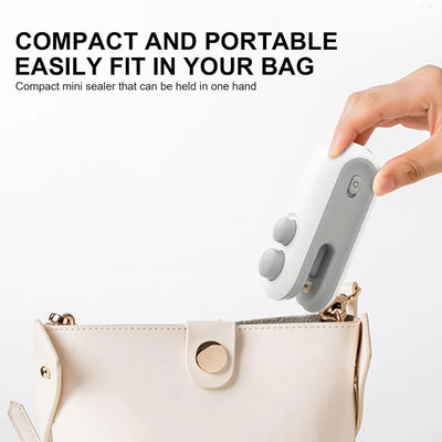 Portable Mini Bag Sealer Machine | USB Rechargeable Heat Sealer with Cutter – Compact & Magnetic