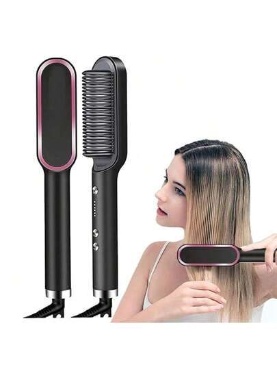 Hair Straightening Brush for Women | Fast Heating Comb with 5 Intensity Settings | Anti-Scald & Temperature Control
