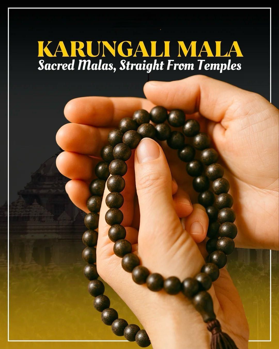 Original Karungali Mala – 108 Ebony Wood Beads | Sacred Temple Prayer Beads