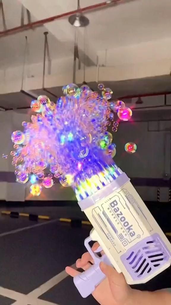 Bazooka Bubble Gun Machine – 69 Holes Bubble Maker with Lights | Kids Outdoor Toy