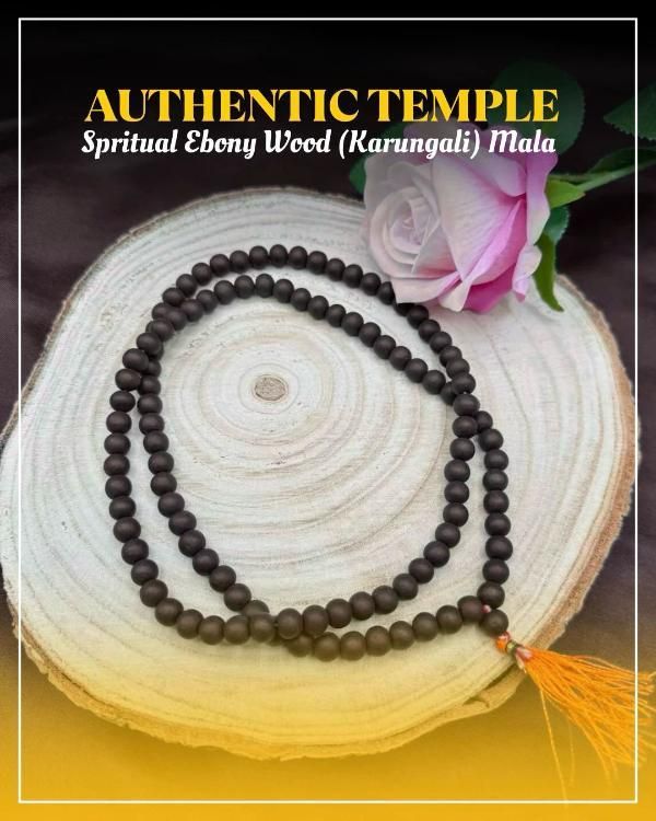 Original Karungali Mala – 108 Ebony Wood Beads | Sacred Temple Prayer Beads
