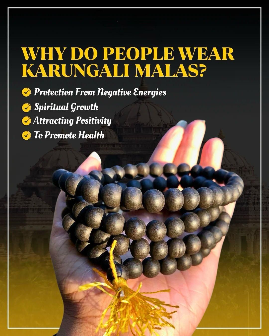 Original Karungali Mala – 108 Ebony Wood Beads | Sacred Temple Prayer Beads