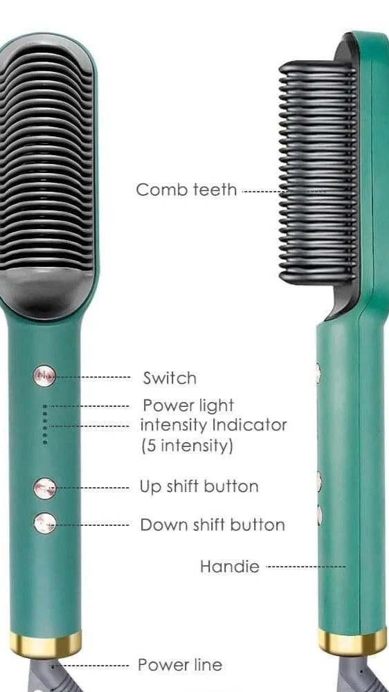Hair Straightening Brush for Women | Fast Heating Comb with 5 Intensity Settings | Anti-Scald & Temperature Control