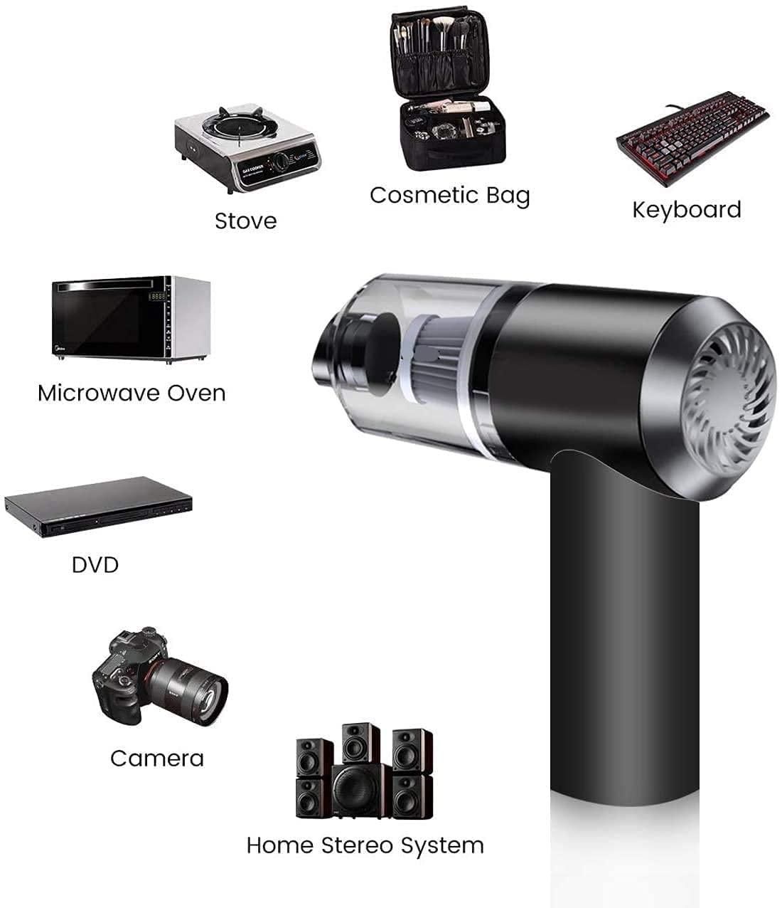 Portable Air Duster & Wireless Mini Vacuum Cleaner for Electronics, PC, Keyboard, Camera & Home Appliances