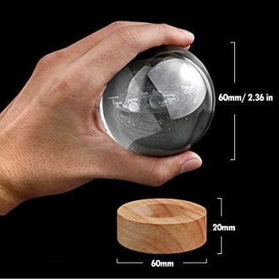 Astronaut 3D Crystal Ball Lamp | LED Night Light with Wooden Base | Space Galaxy Decoration