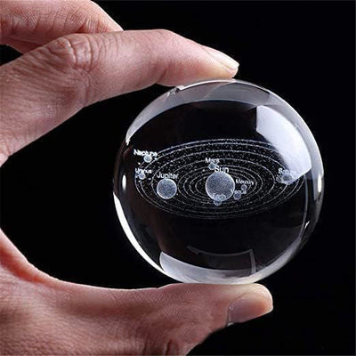 Astronaut 3D Crystal Ball Lamp | LED Night Light with Wooden Base | Space Galaxy Decoration