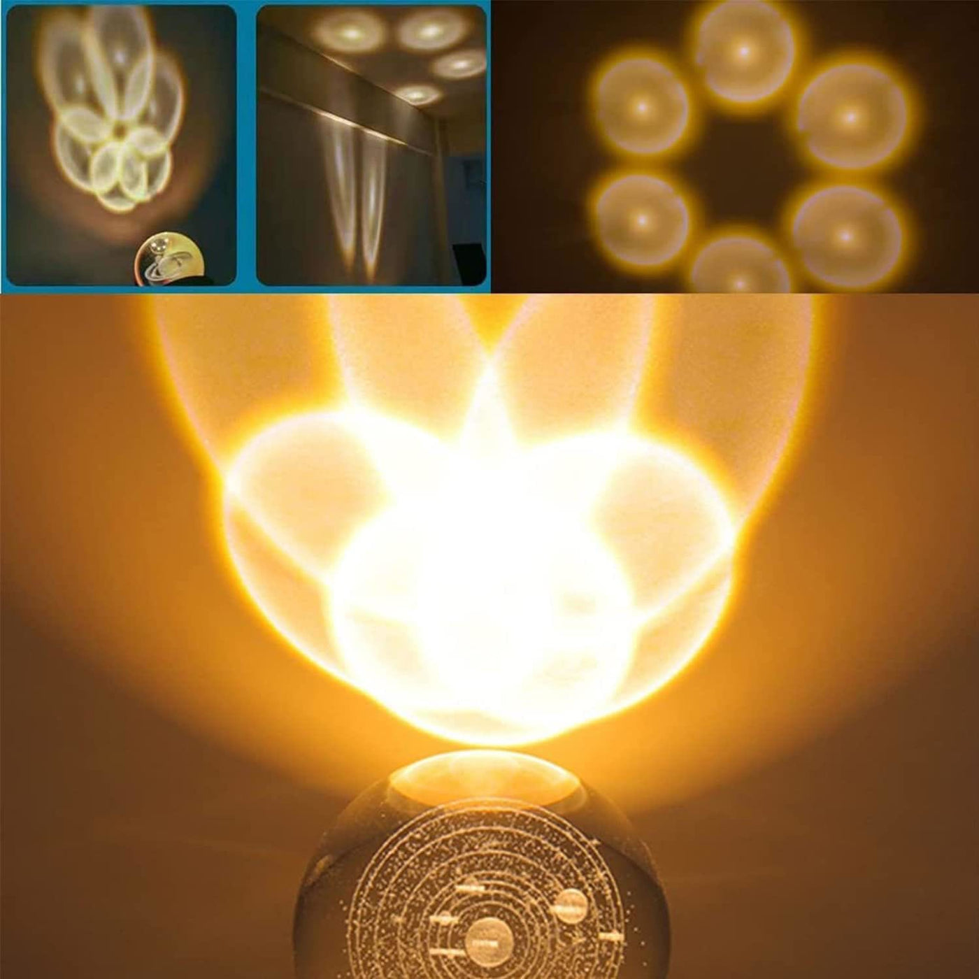 Astronaut 3D Crystal Ball Lamp | LED Night Light with Wooden Base | Space Galaxy Decoration