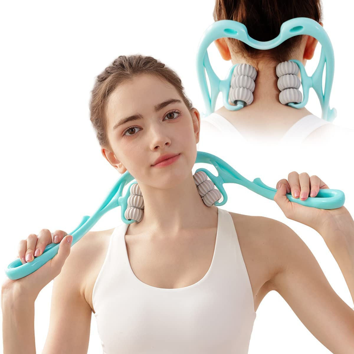 Neck and Shoulder Massager Roller | Manual Muscle Relaxer | Pain Relief Tool