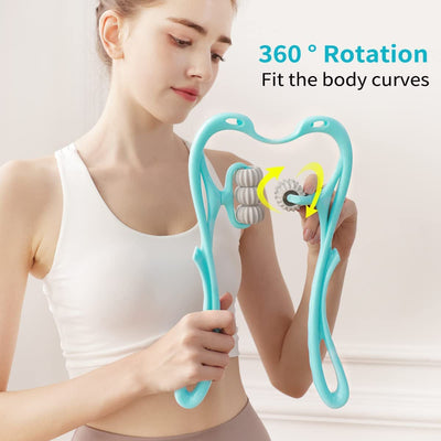 Neck and Shoulder Massager Roller | Manual Muscle Relaxer | Pain Relief Tool