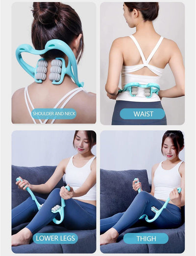 Neck and Shoulder Massager Roller | Manual Muscle Relaxer | Pain Relief Tool