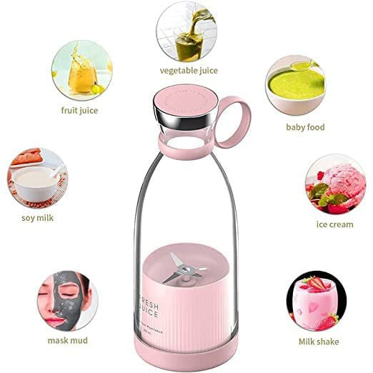 Portable USB Juicer Blender Bottle | Rechargeable Smoothie Maker | Mini Fruit Mixer(420 ml)