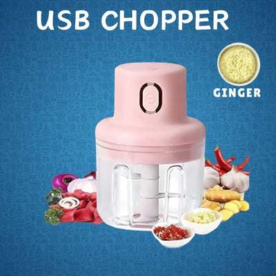 KolorFish Electric Mini Garlic & Vegetable Chopper 250ml | One Touch Operation | Stainless Steel Blade | Rechargeable